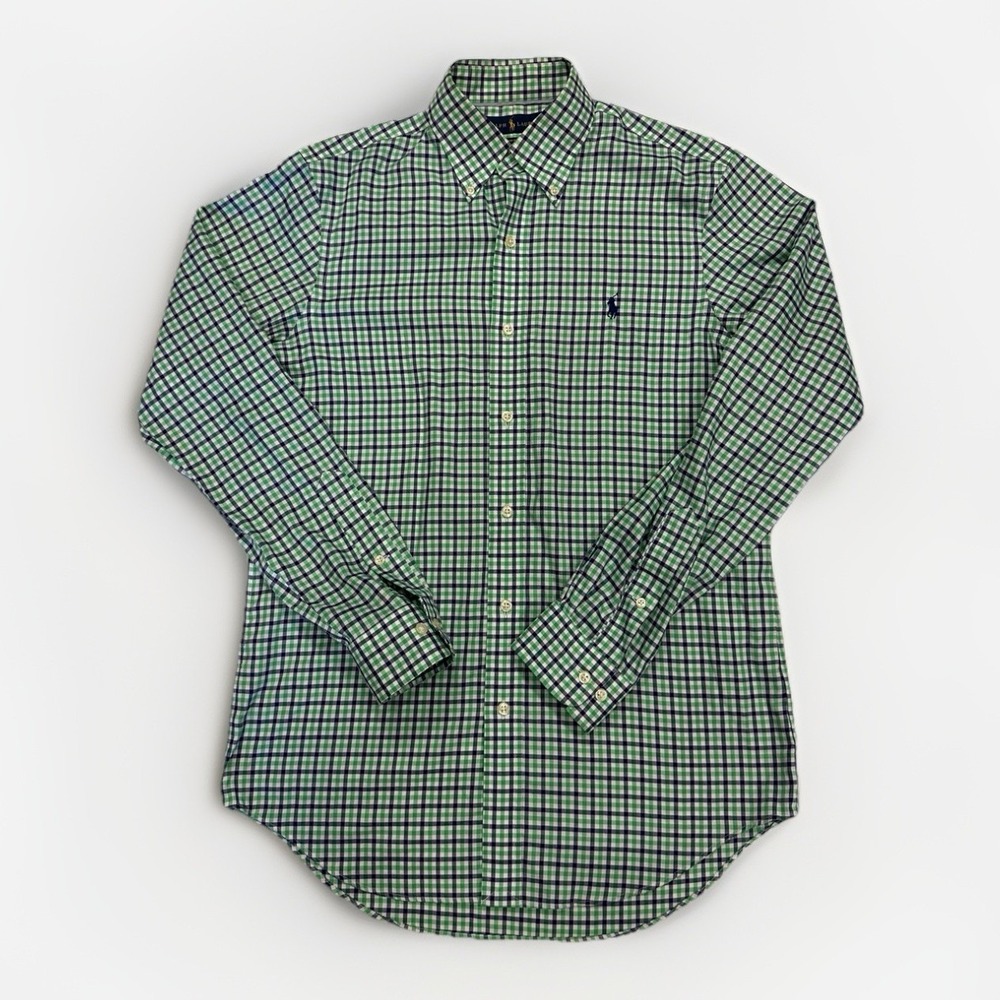 Ralph Lauren Men's Shirt Small‎ Non-Iron Button Down Green Check